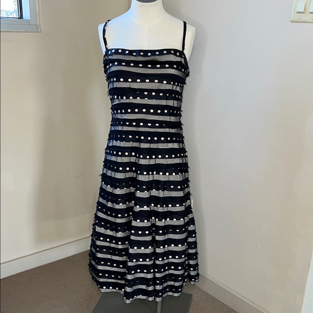 EUC BCBG MaxAzria Silk Tiered Y2K Retro Tulle Crinoline Polka Dot Dress Size 6